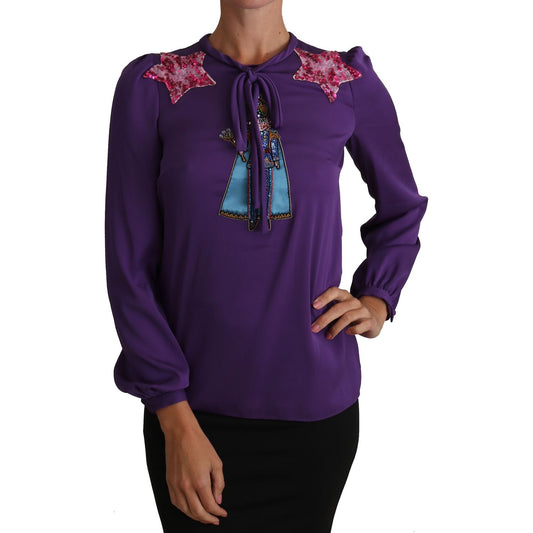 Dolce & Gabbana Purple Blouse Prince Fairy Tale Embellished Top TSH2755-36