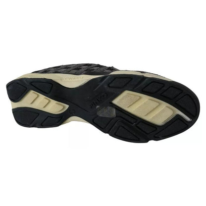 PINKO Silver Black Slip-on Sequence Design Sneakers Shoes