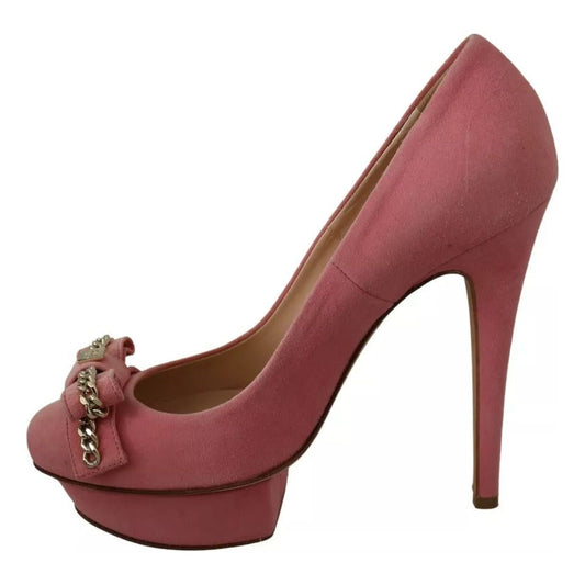 Elisabetta Franchi Pink Bow Stiletto Heel Pumps Shoes LA8365-36