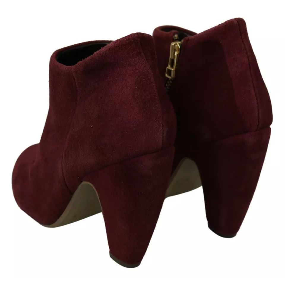 Steve Madden Maroon Blush Velvet Suede Penelope Ankle Boots Shoes