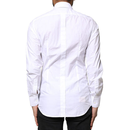 Dolce & Gabbana White GOLD Cotton Long Sleeves Men Dress Shirt