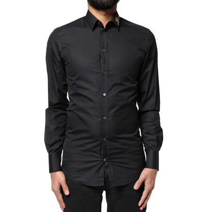 Dolce & Gabbana Black Love Embroidery GOLD Formal Dress Shirt