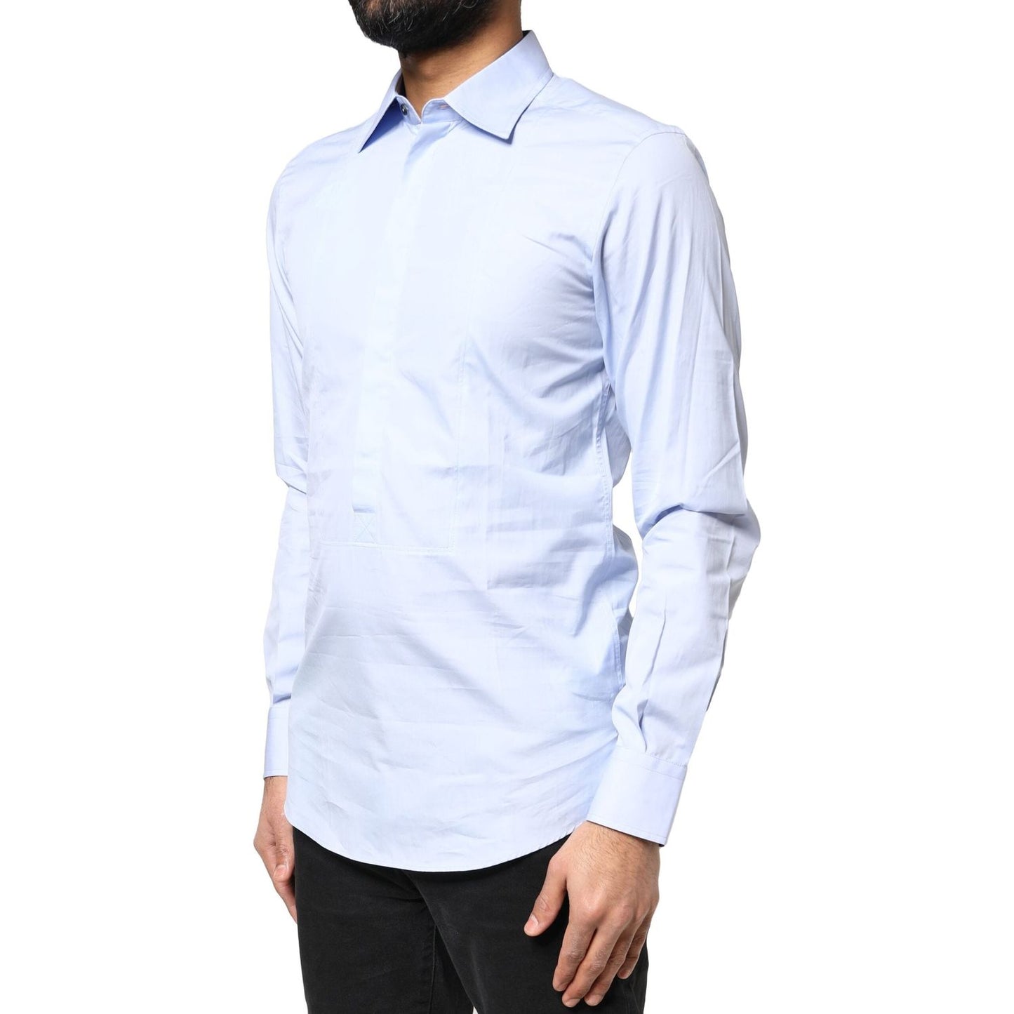 Dolce & Gabbana Light Blue Cotton Long Sleeves Dress Shirt