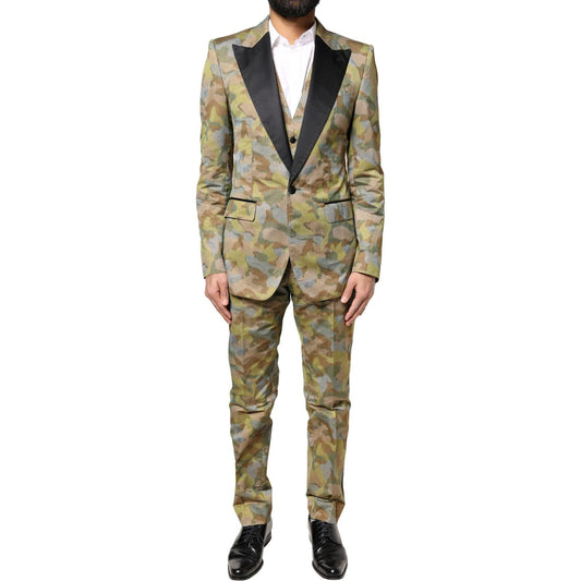Dolce & Gabbana Multicolor Camouflage SICILIA 3 Piece Suit