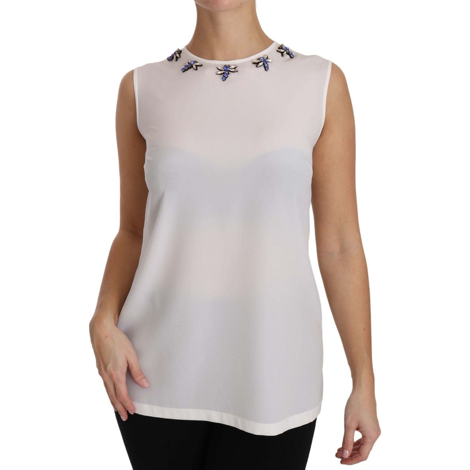 بلوزة من الحرير مزينة بالكريستال من مجموعة Fairy Tale من Dolce &amp; Gabbana