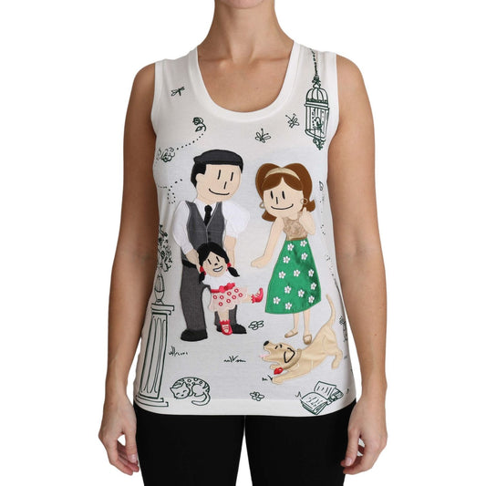 Dolce & Gabbana White Cotton #dgfamily Sleeveless Shirt Tank Top TSH3162-36