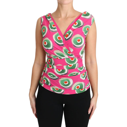 Dolce & Gabbana Pink Silk Stretch Sicilian Cake Top TSH3120-36
