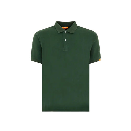 Suns Green Cotton Polo Shirt with ribbed collar and logo on sleeve, front button closure