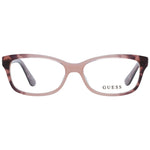 Guess Pink Women Glasses Frame with rose plastic full-rim, rectangle style, and branded case included.