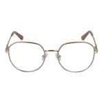 Guess Gold Women Glasses Frame, metal full-rim, round style with demo lenses, featuring spring hinge and branded case included