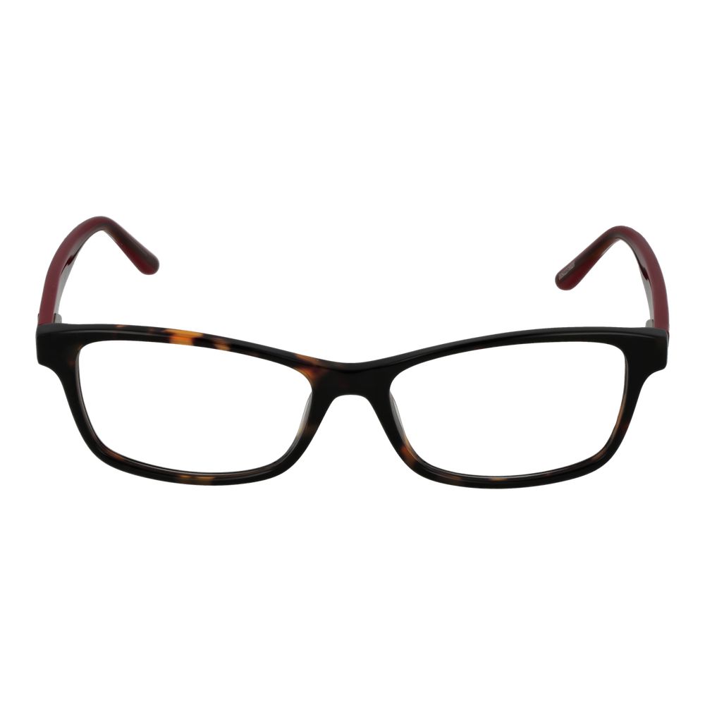 Guess Brown Women Glasses Frame, full-rim rectangle style with acetate material, lens width 55mm, bridge 16mm, temples 140mm, spring hinge.