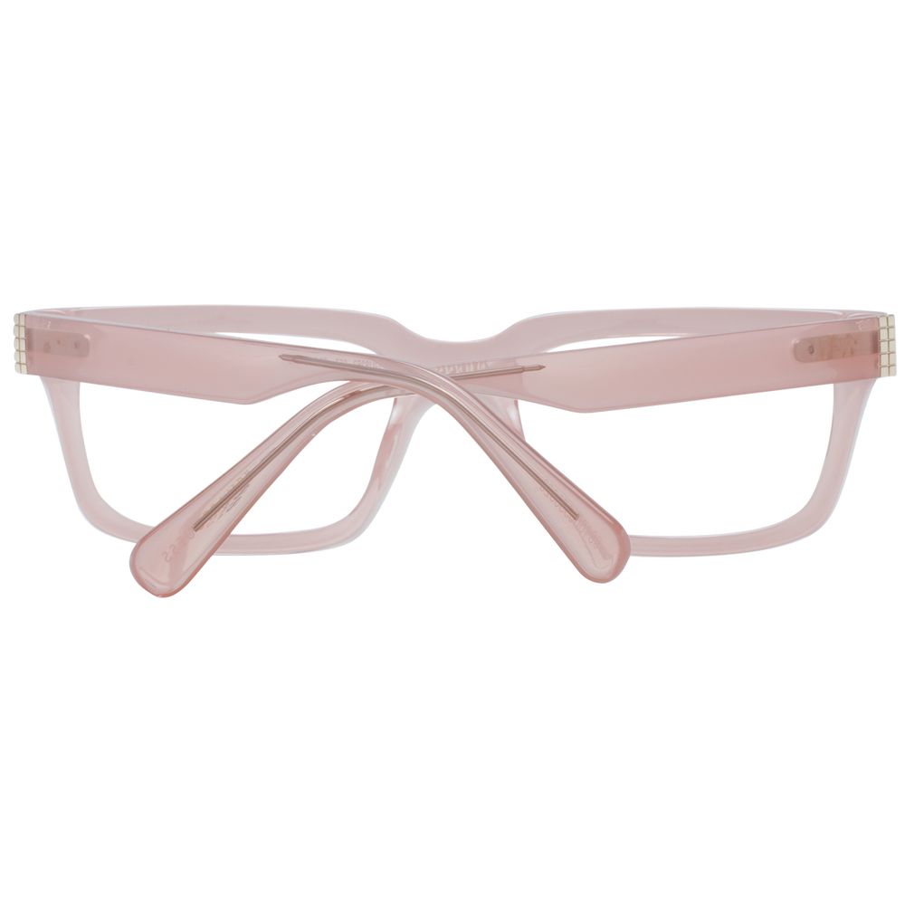 Guess Pink Women Glasses Frame in rose plastic full-rim rectangular shape with demo lenses. Includes branded case. Size 53-19-145.