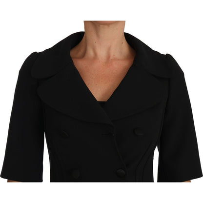 Dolce & Gabbana Black Short Fitted Wool Cropped Jacket Blazer