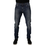 Dolce & Gabbana Dark Blue Cotton Leather Skinny Denim Jeans