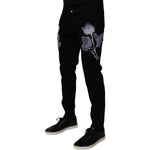 Dolce & Gabbana Black Floral Cotton Skinny Men Denim Jeans
