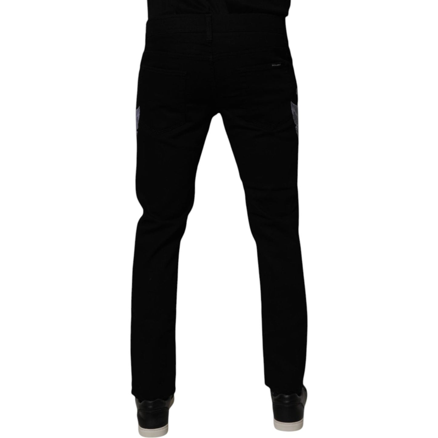 Dolce & Gabbana Black Floral Cotton Skinny Men Denim Jeans