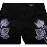 Dolce & Gabbana Black Floral Cotton Skinny Men Denim Jeans