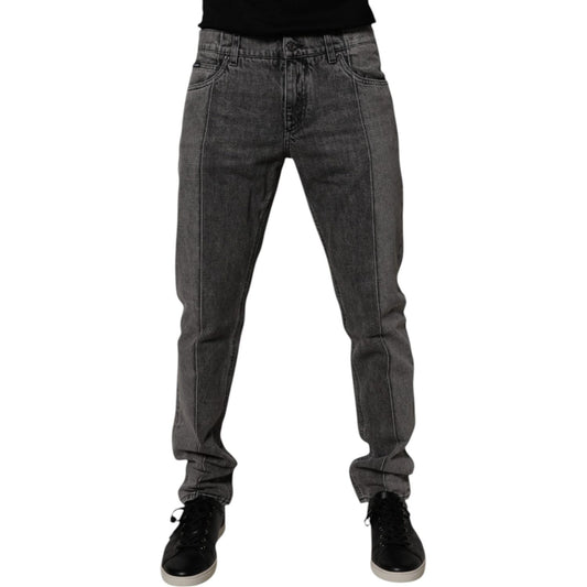 Dolce & Gabbana Two Tone Gray Cotton Denim Jeans