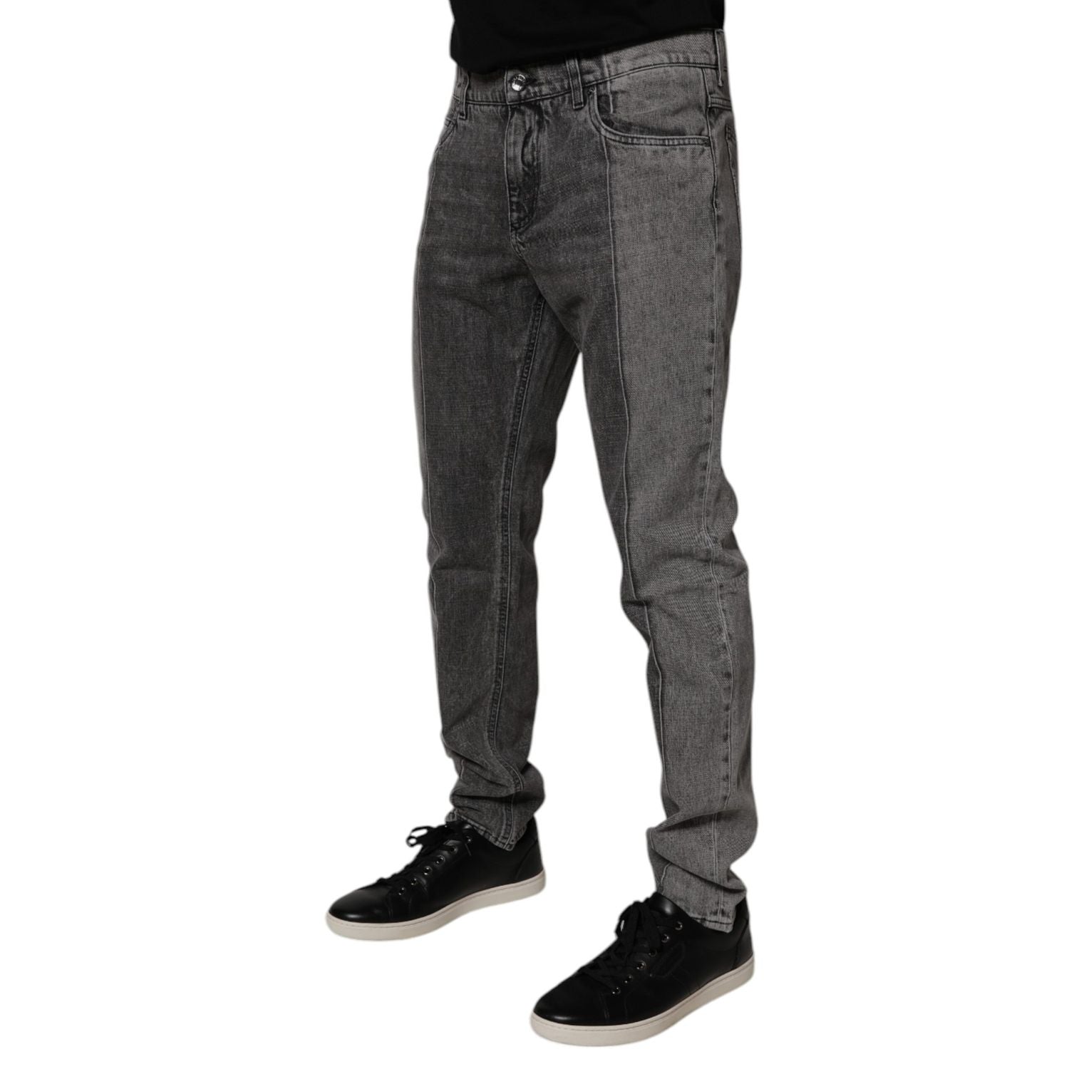 Dolce & Gabbana Two Tone Gray Cotton Denim Jeans