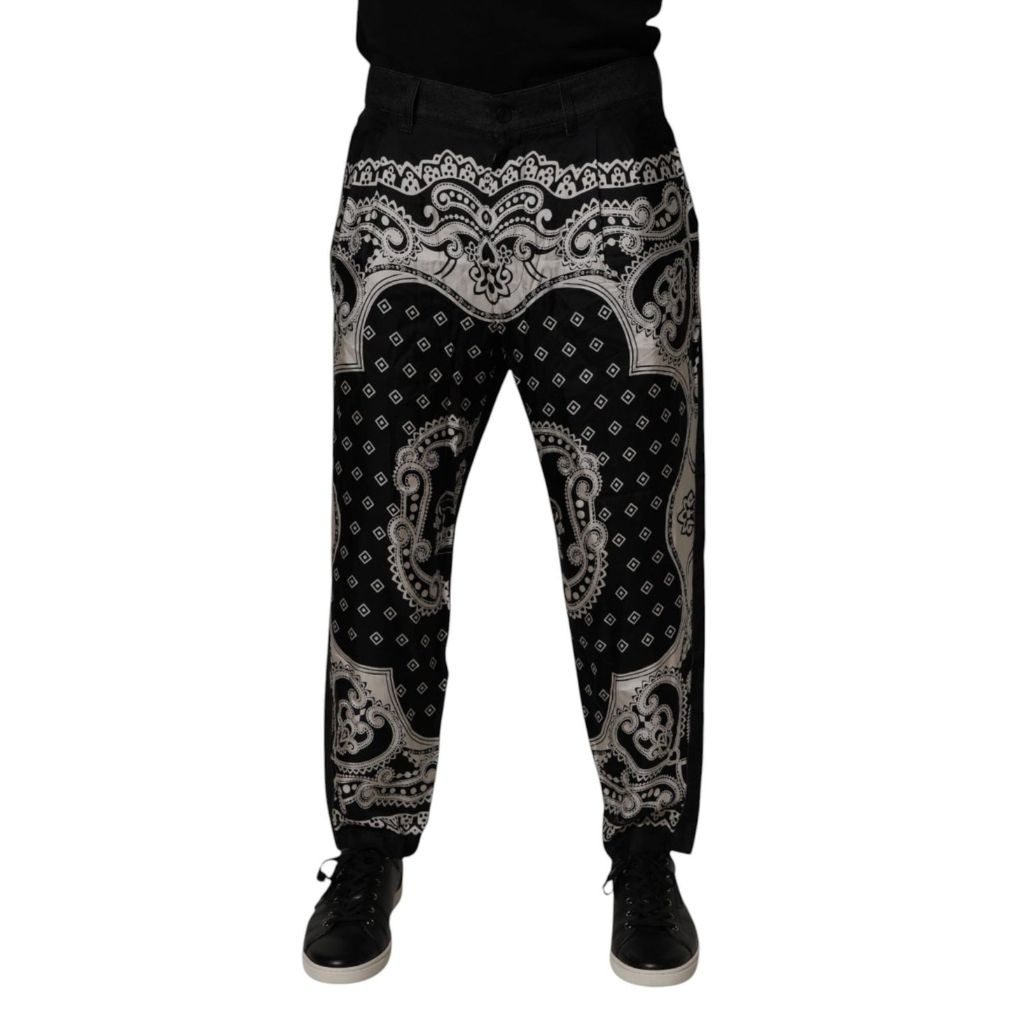 Dolce & Gabbana Black Bandana Cotton Skinny Denim Jeans