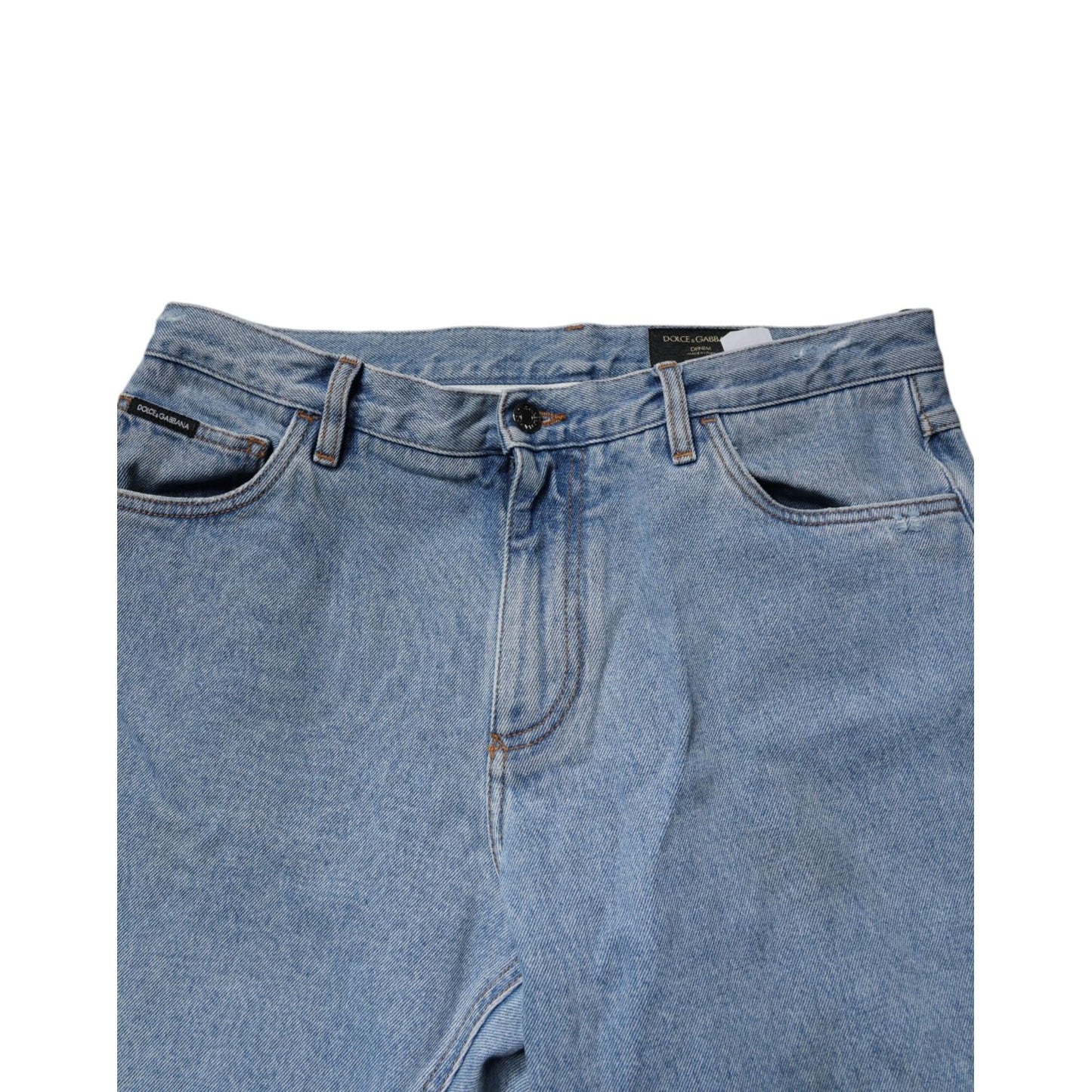 Dolce & Gabbana Blue Cotton Skinny Men Denim Mid Waist Jeans