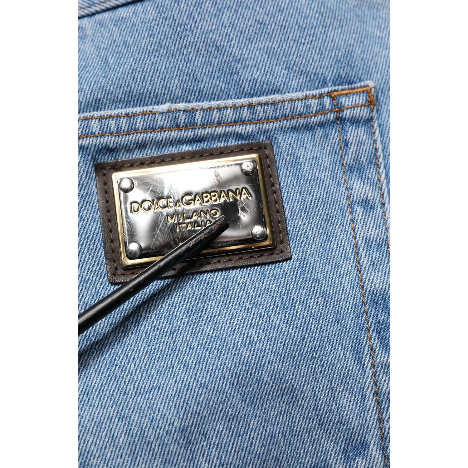 Dolce & Gabbana Blue Cotton Skinny Men Denim Mid Waist Jeans