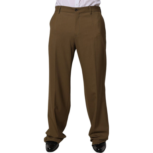 Dolce & Gabbana Brown Wool Straight Formal Dress Pants