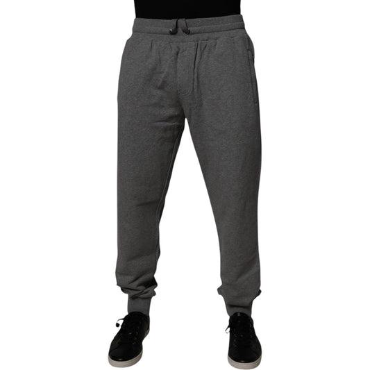 Dolce & Gabbana Gray Logo Cotton Jogger Men Sweatpants Pants