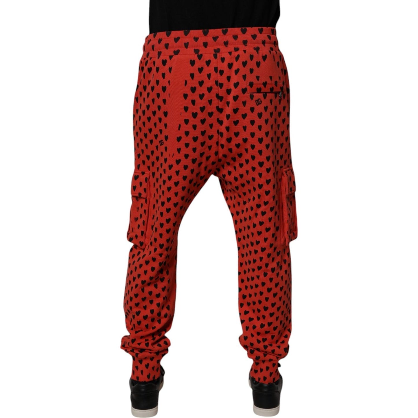 Dolce & Gabbana Red Hearts Cargo Jogger Men Sweatpants Pants