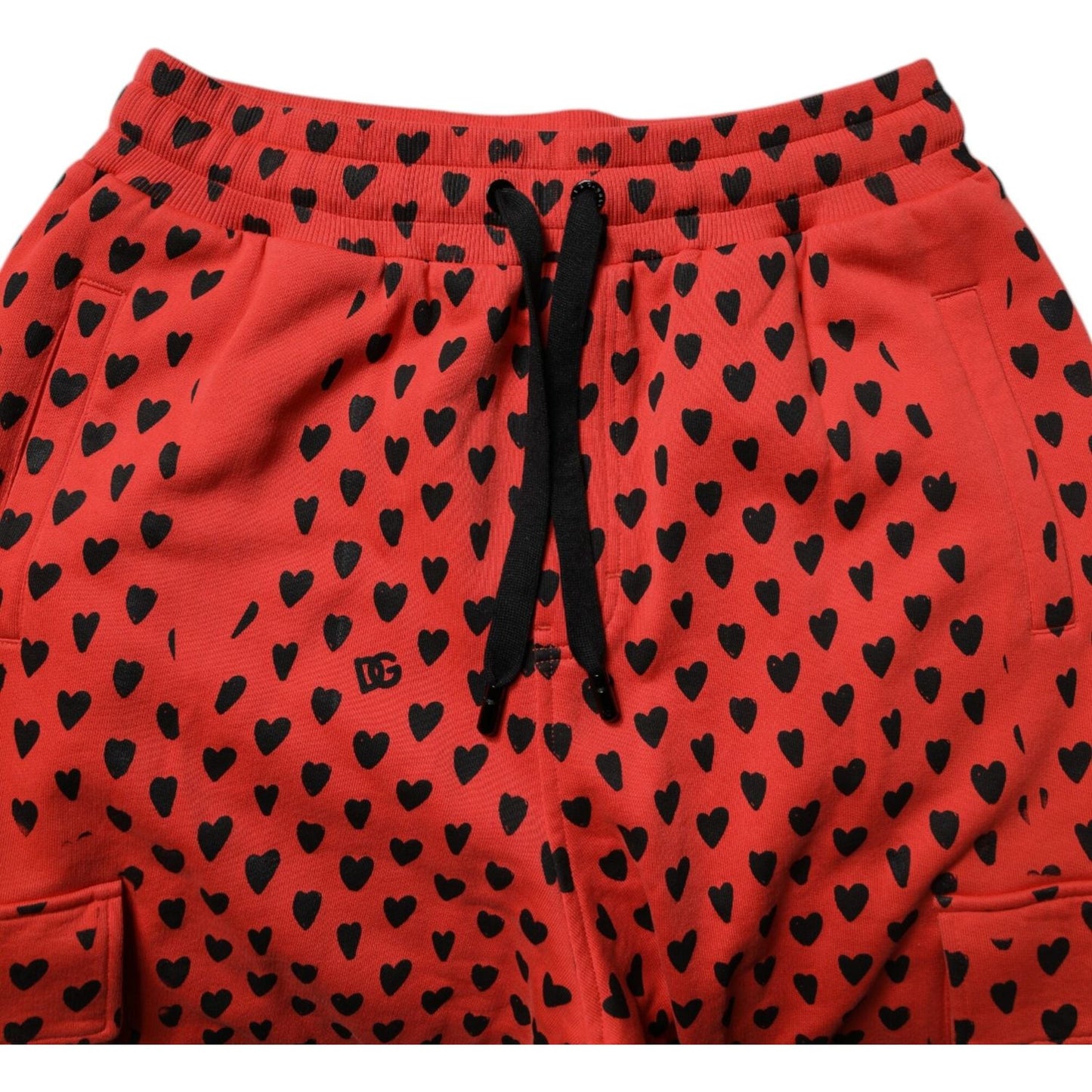 Dolce & Gabbana Red Hearts Cargo Jogger Men Sweatpants Pants
