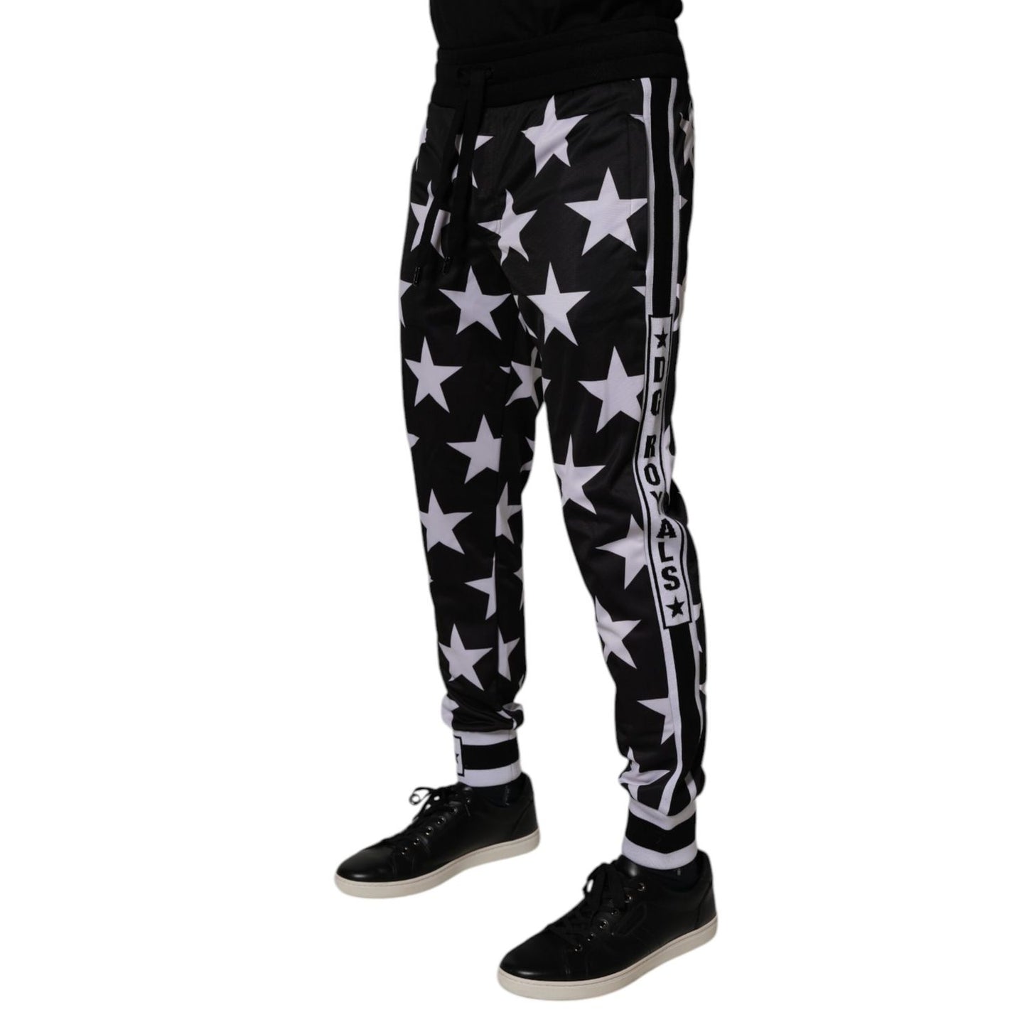 Dolce & Gabbana Black White Stars Jogger Men Sweatpants Pants