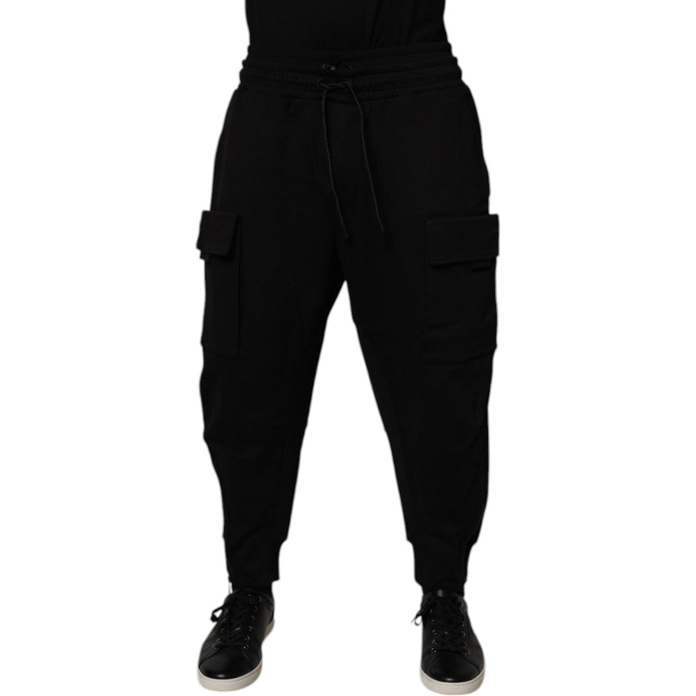 Dolce & Gabbana Black Cotton Men Cargo Jogger Sweatpants Pants PAN76061-L
