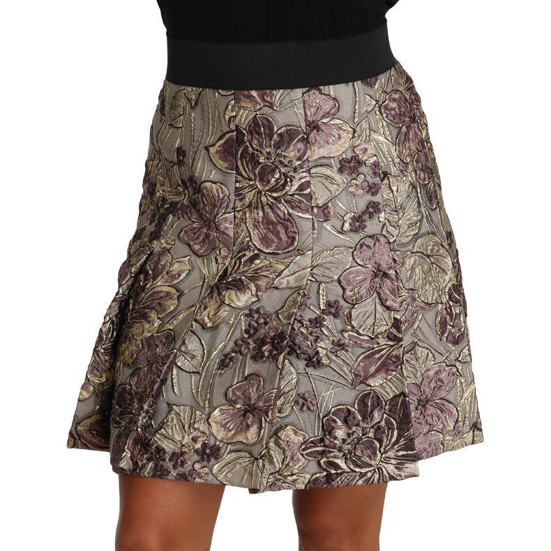 Dolce & Gabbana A-Line Mini Floral Print Jaquard Skirt