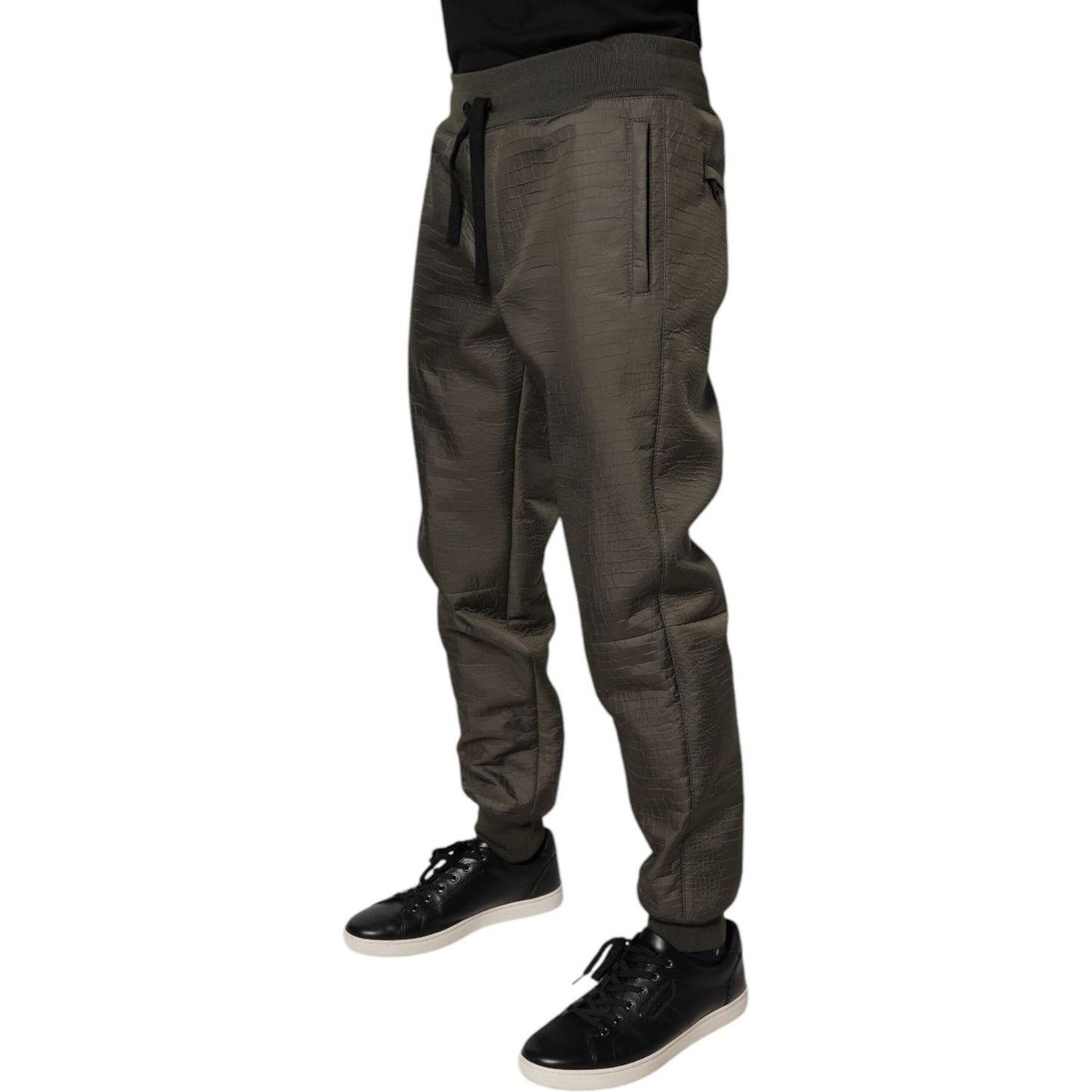 Dolce & Gabbana Brown Lambskin Leather Men Sweatpants Pants