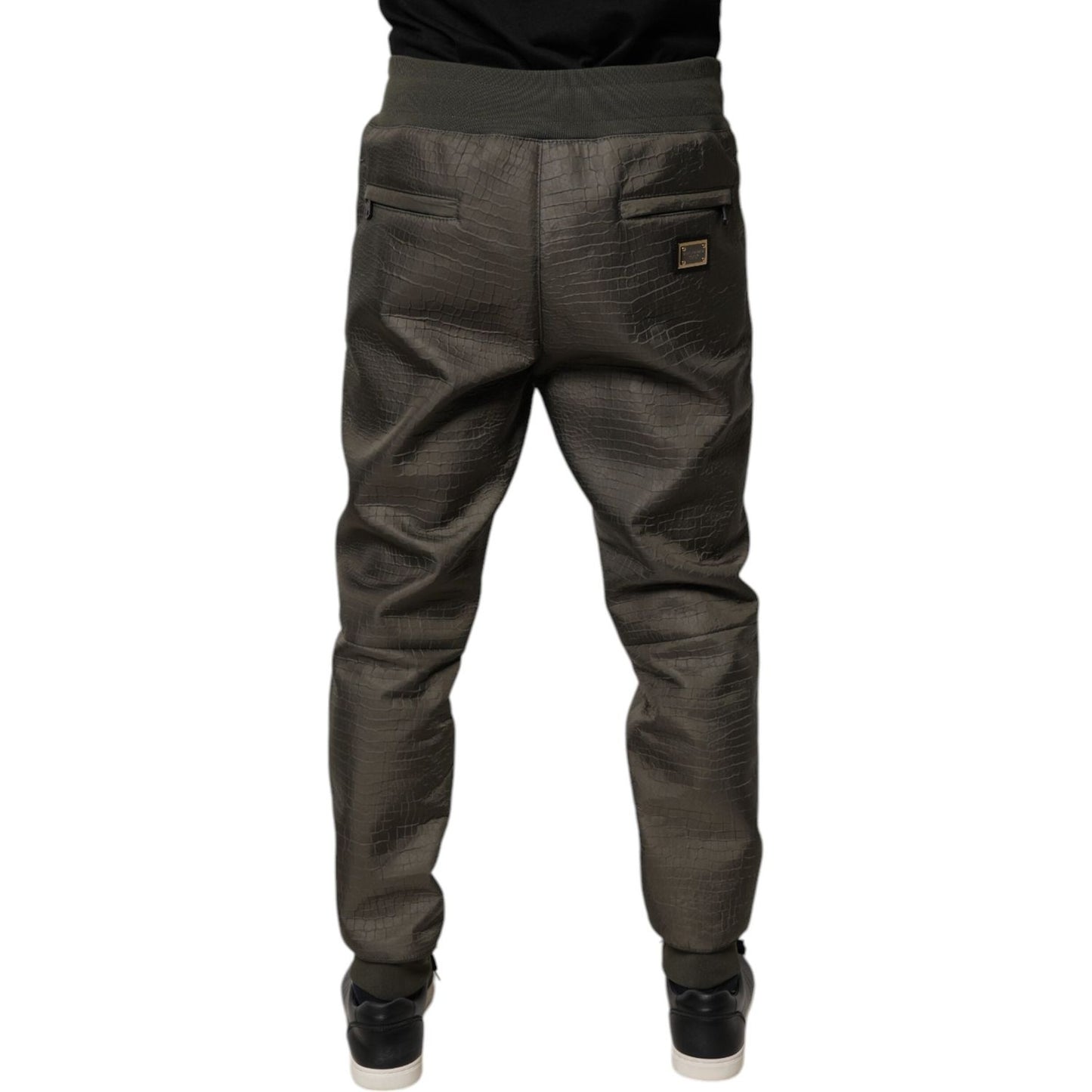Dolce & Gabbana Brown Lambskin Leather Men Sweatpants Pants