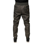 Dolce & Gabbana Brown Lambskin Leather Men Sweatpants Pants