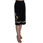Dolce & Gabbana Black Cotton Cropped Embellished Pants SKI1180-36