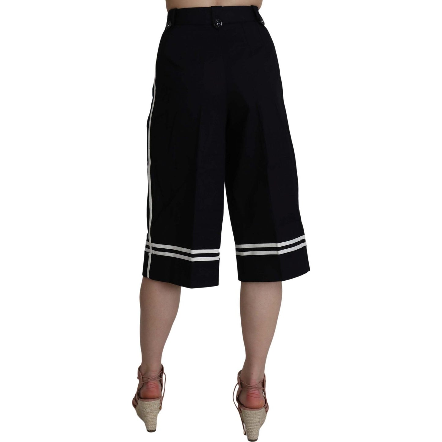 Dolce & Gabbana Black Cotton Cropped Embellished Pants SKI1180-36