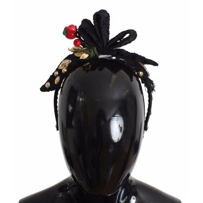 Dolce & Gabbana Diadem Headband Tiara Berry Fruit Crystal Bow Hair