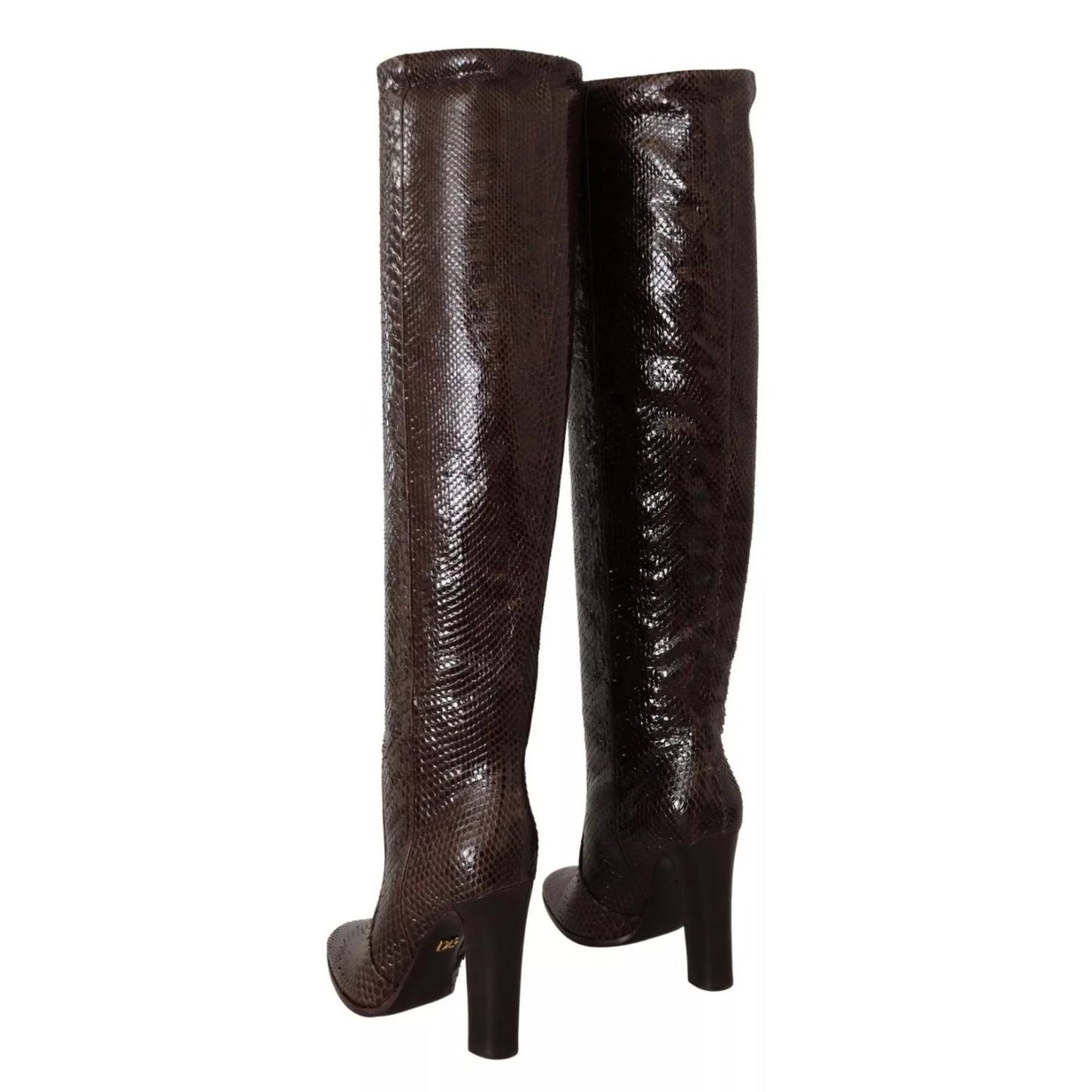 Dolce & Gabbana Brown Exotic Leather Heels High Boots Shoes LA9036-41