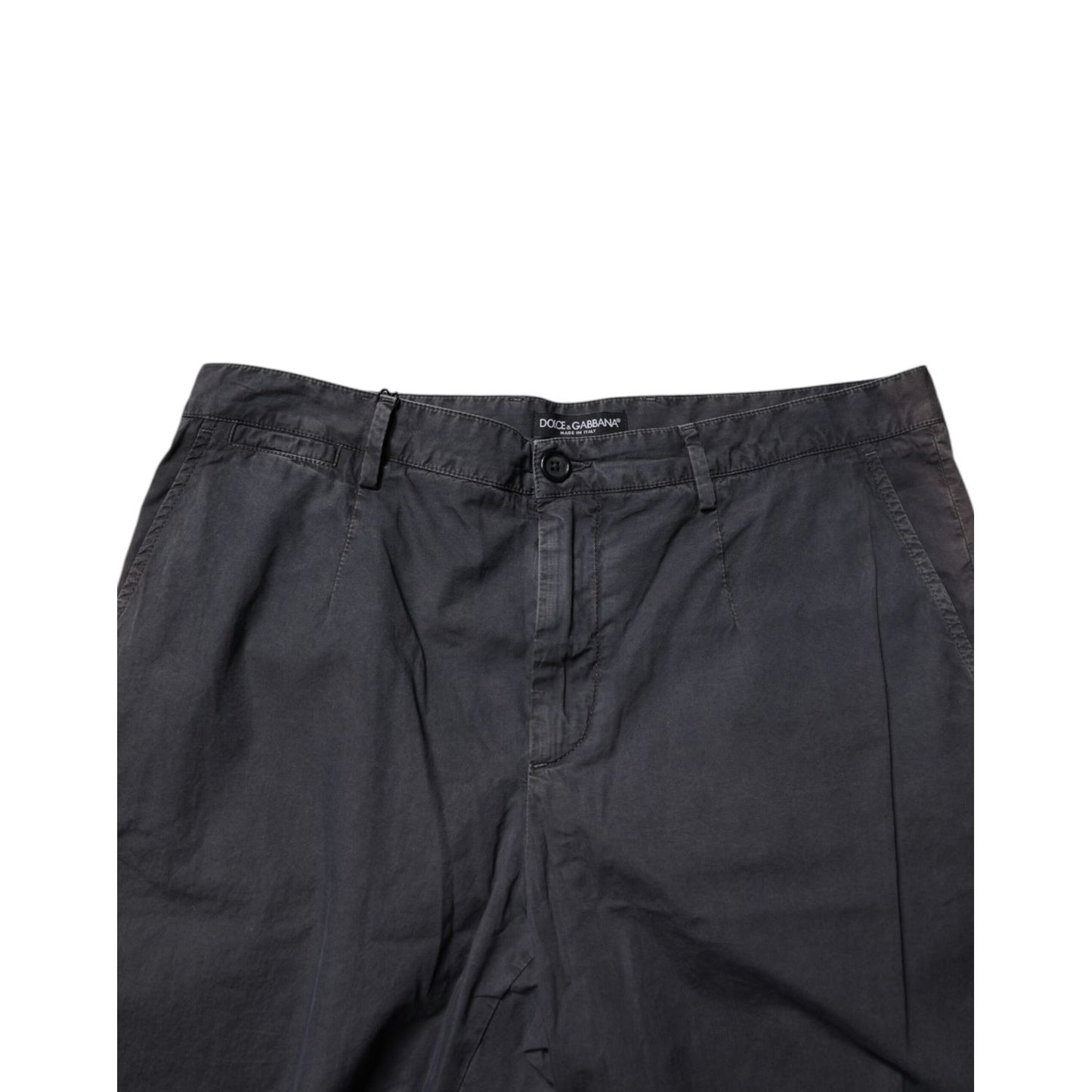 Dolce & Gabbana Dark Gray Cotton Mid Waist Men Bermuda Shorts