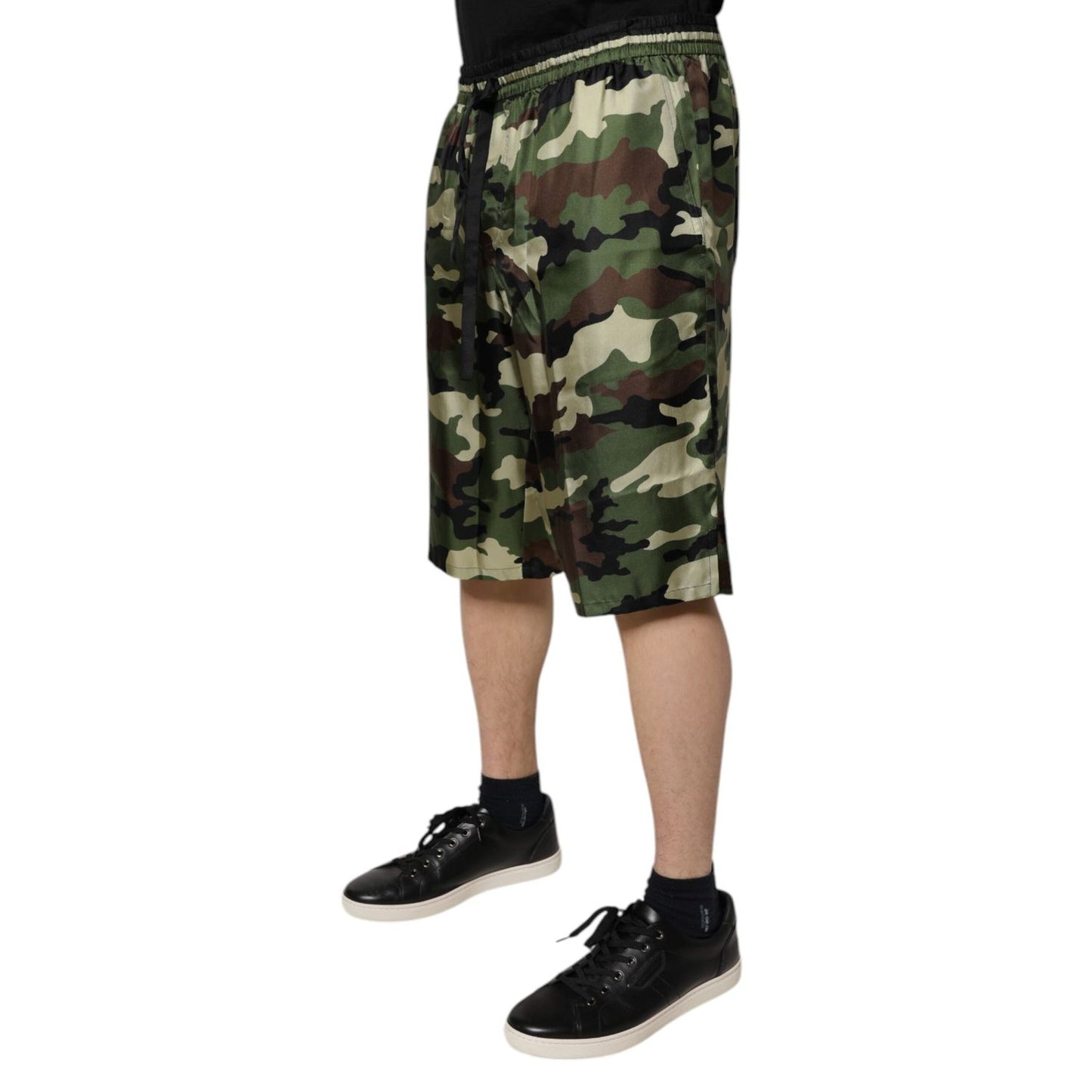 Dolce & Gabbana Multicolor Camouflage Silk Mid Waist Bermuda Shorts
