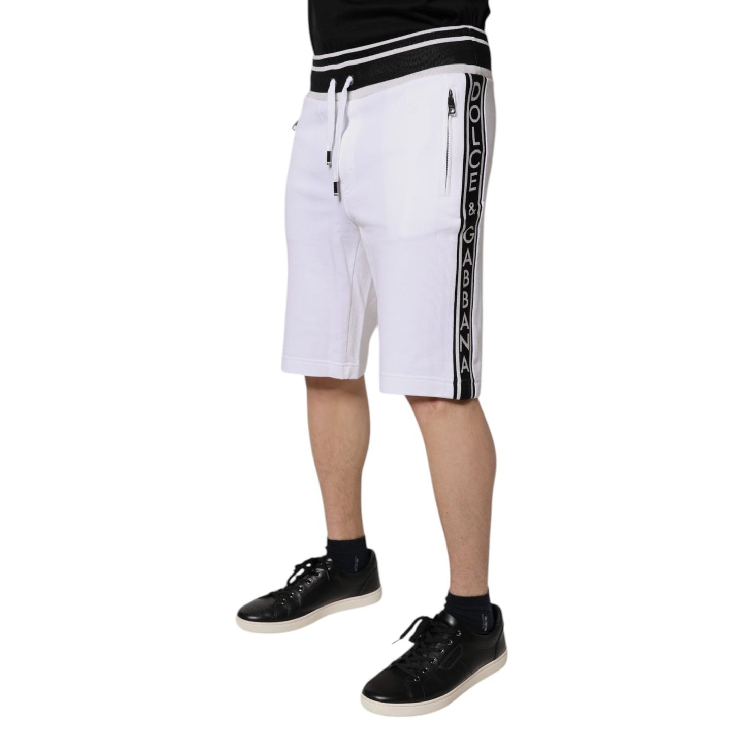 Dolce & Gabbana White King Cotton Bermuda Sweatshorts Shorts