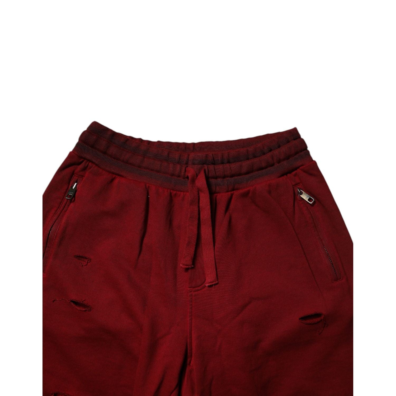 Dolce & Gabbana Maroon Rip Style Bermuda Sweatshorts Shorts