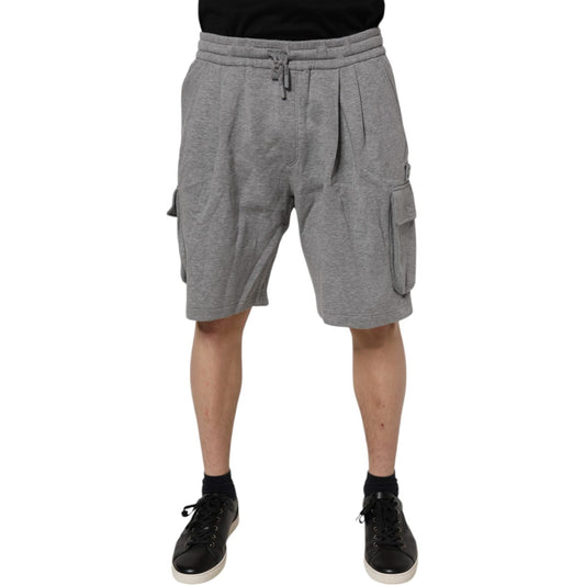 Dolce & Gabbana Gray Cotton Cargo Bermuda Sweatshorts Shorts
