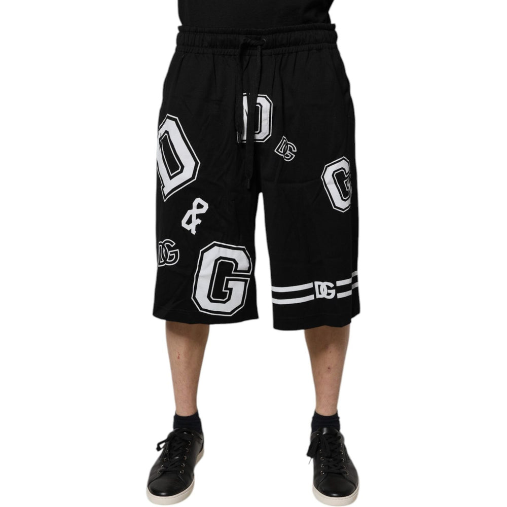 Dolce & Gabbana Black Logo Cotton Bermuda Sweatshorts Shorts