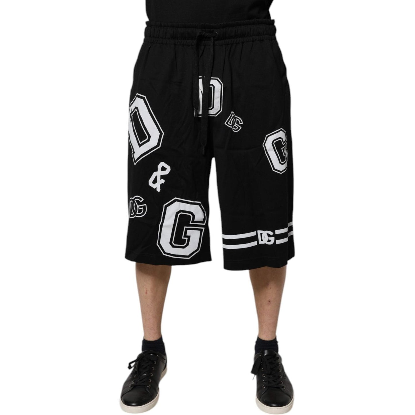 Dolce & Gabbana Black Logo Cotton Bermuda Sweatshorts Shorts