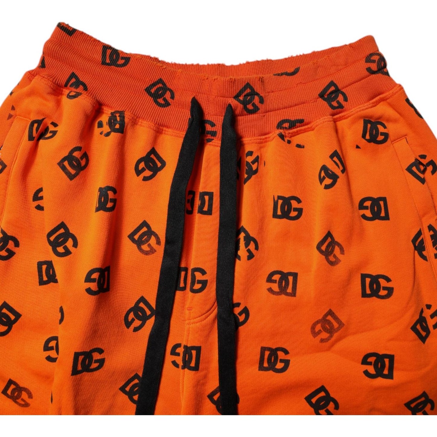 Dolce & Gabbana Orange Logo Monogram Cotton Bermuda Shorts