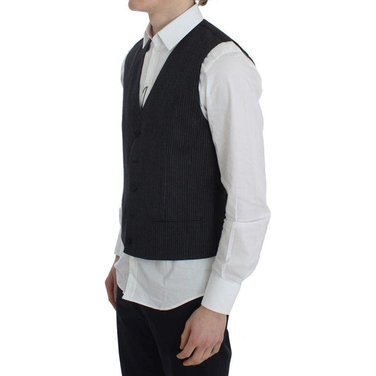 Dolce & Gabbana Gray Striped Formal Vest NOC10029-1