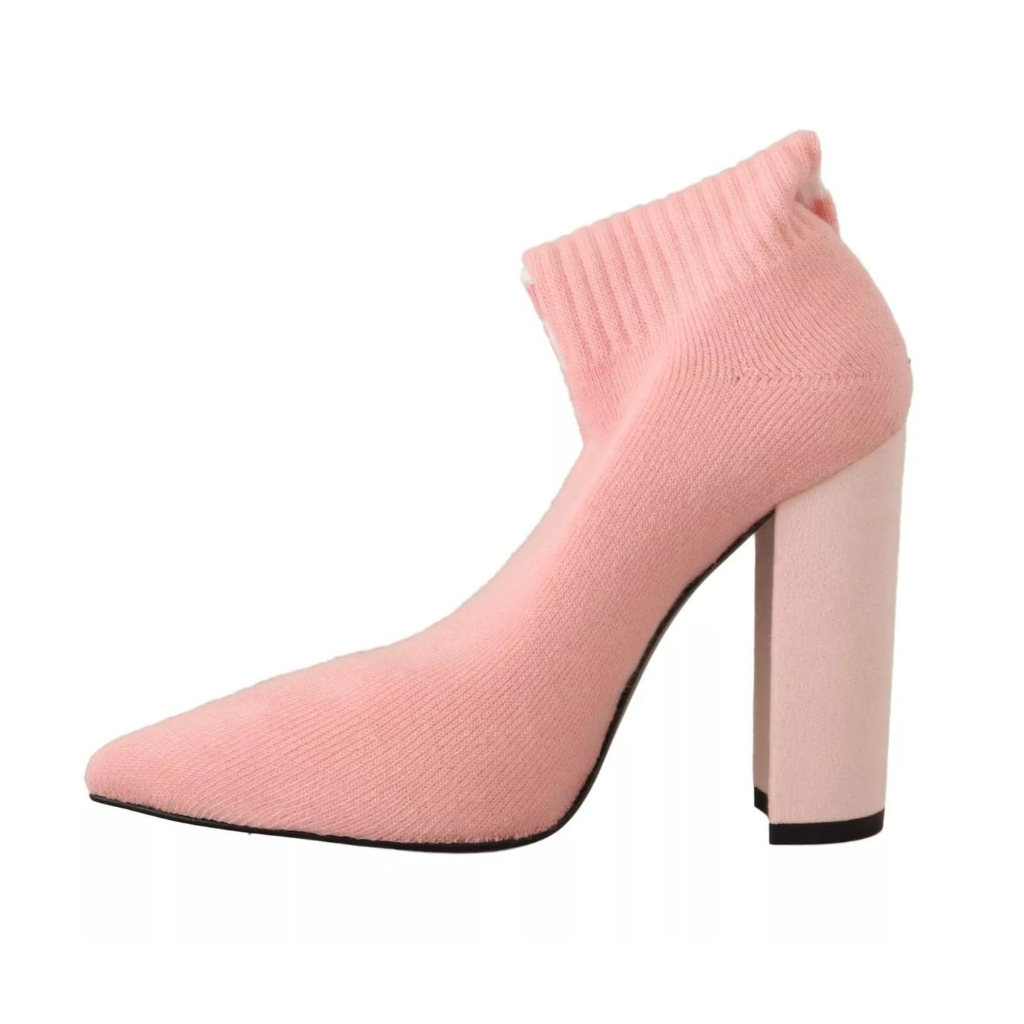GCDS Pink Suede Logo Socks Block Heel Ankle Boots Shoes